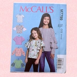 NEW Easy Sewing McCalls M7799 Girls Spring Shirt Size 3 4 5 6 Pattern